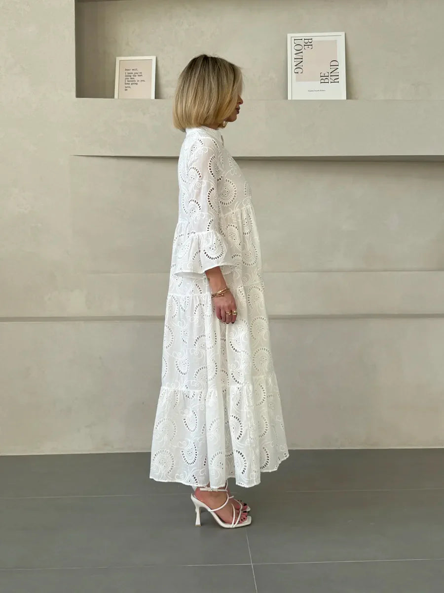 Vestido Caça Bordada Midi Estela