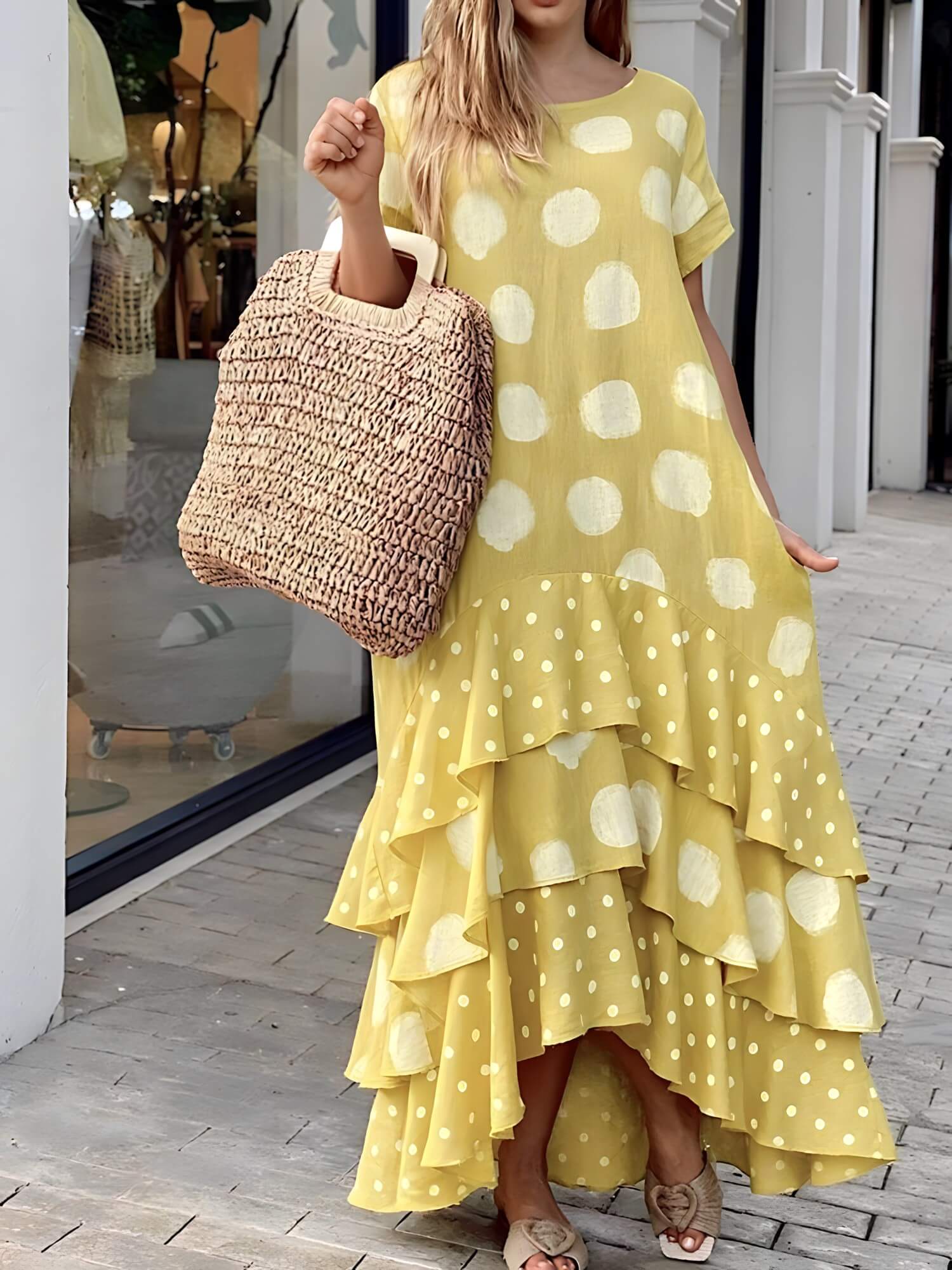 Vestido Longo com Babados Jade