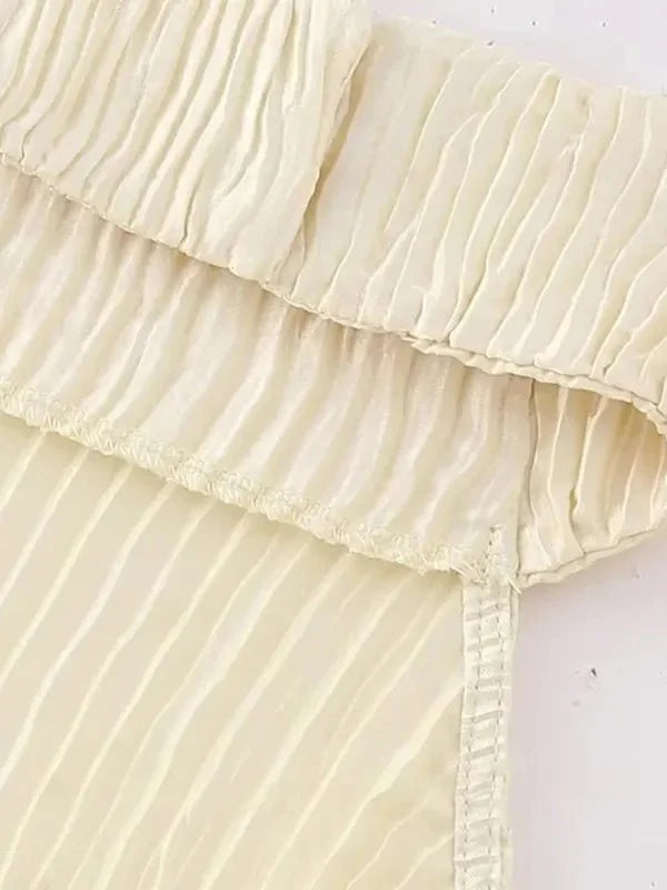 Conjunto Plissado Blusa Assimétrica e Calça Pantalona Mina - Ziora