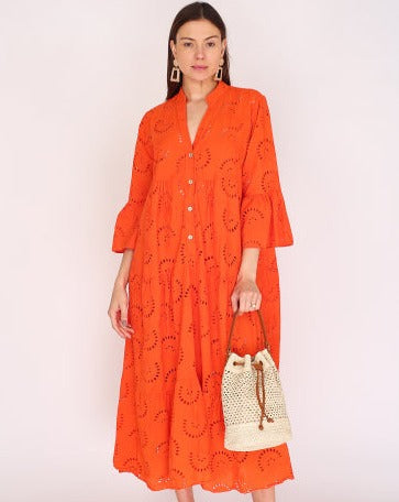 Vestido Caça Bordada Midi Estela