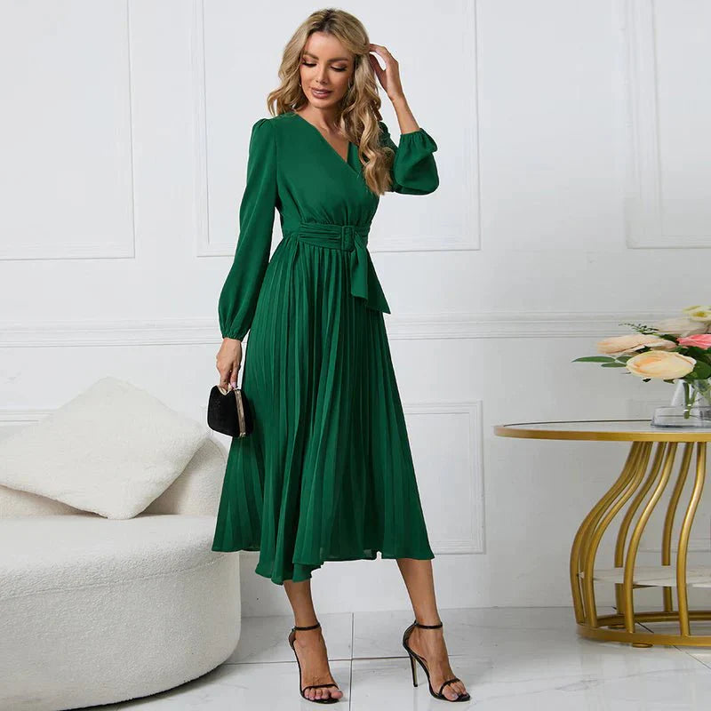 Vestido Decote V Frisado Veronni - Ziora