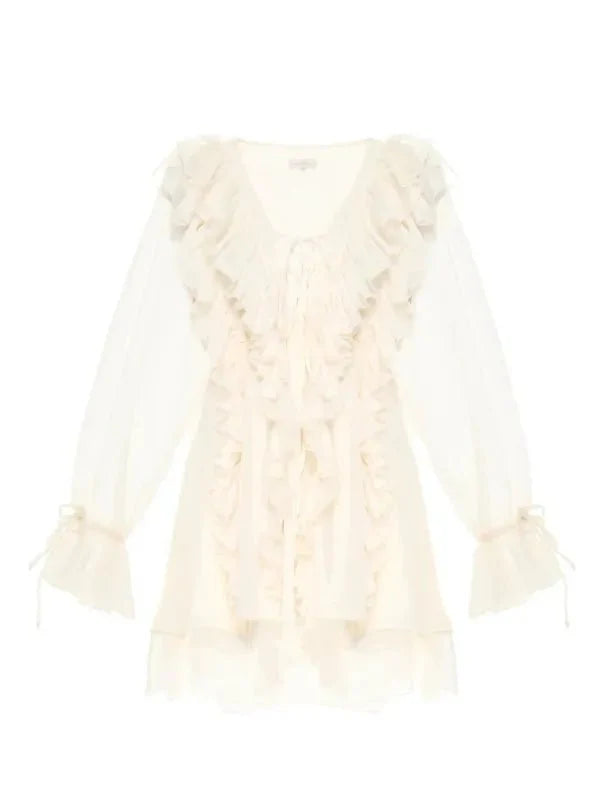 Vestido Leve de Chiffon com Babados Milano - Ziora