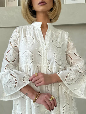 Vestido Caça Bordada Midi Estela