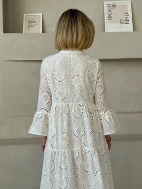 Vestido Caça Bordada Midi Estela