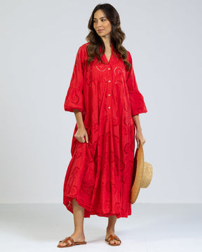 Vestido Caça Bordada Midi Estela