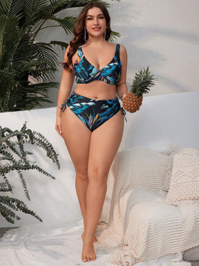 Biquíni Feminino Plus Size Cintura Alta Com Nó Lateral Iris - Ziora