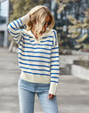 Blusa Suéter Listrado com Gola Linossi - Ziora
