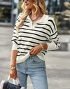 Blusa Suéter Listrado com Gola Linossi - Ziora