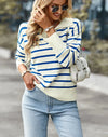 Blusa Suéter Listrado com Gola Linossi - Ziora