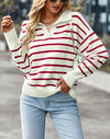 Blusa Suéter Listrado com Gola Linossi - Ziora