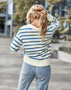 Blusa Suéter Listrado com Gola Linossi - Ziora