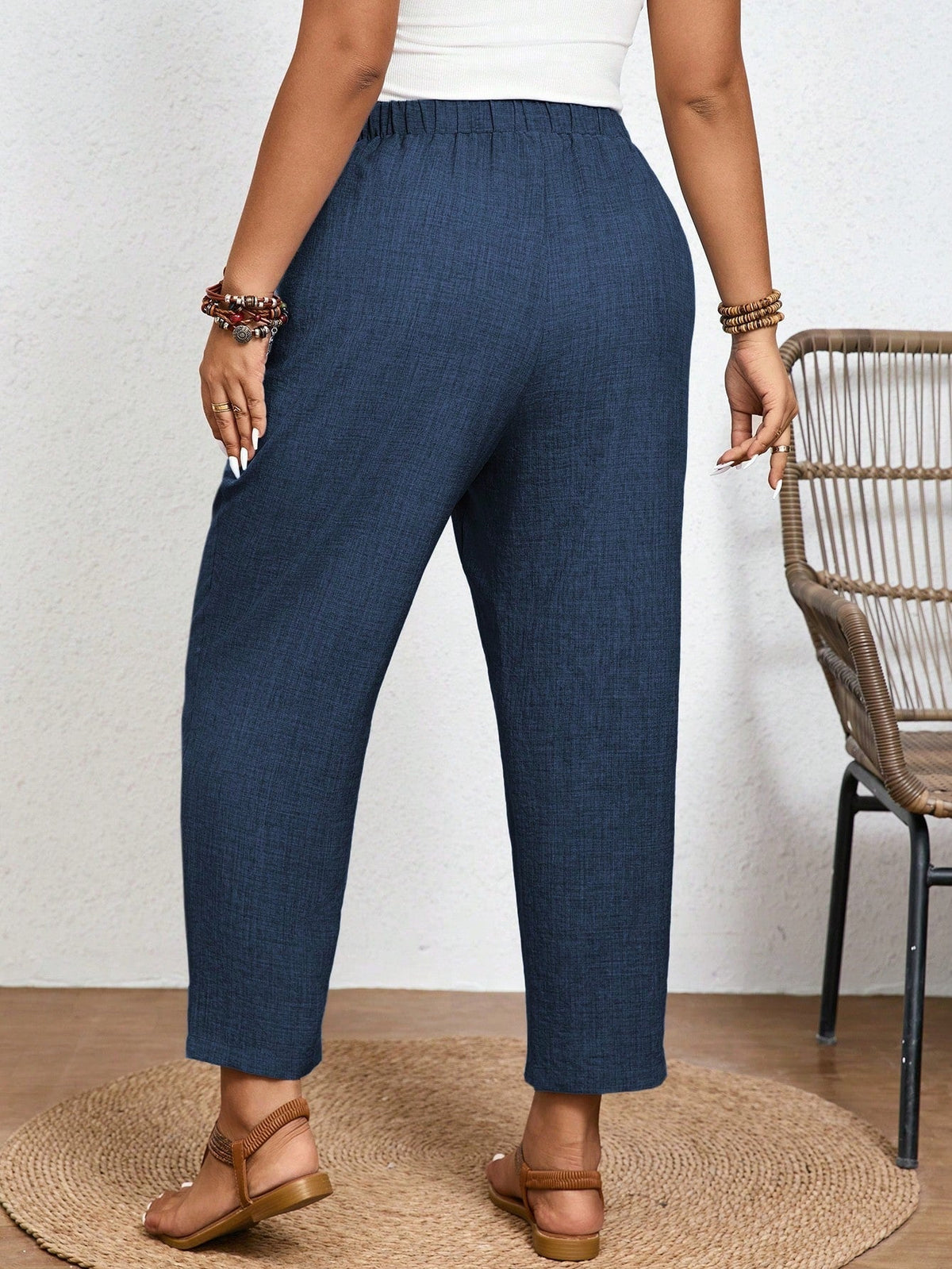 Calça Feminina Plus Size Roberta Com Elastico Na Cintura - Ziora