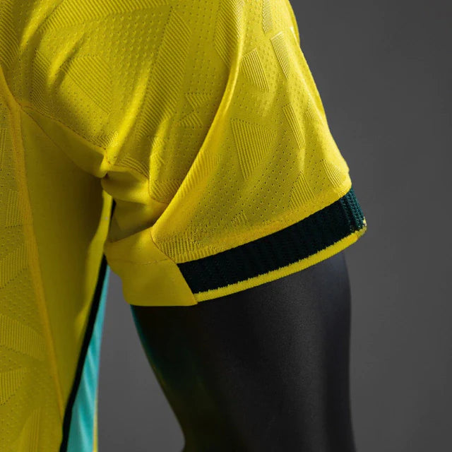 Camisa Brasil 2026 detalhe do tecido respirável com tecnologia de absorção