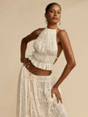 Conjunto de Cropped e Saia Longa Chiffon Drapeado Lana - Ziora