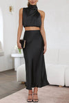 Conjunto Top e Saia Cetim Liso Sottile - Ziora