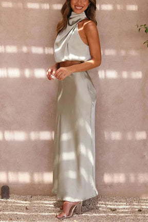 Conjunto Top e Saia Cetim Liso Sottile - Ziora
