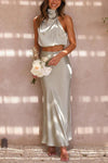 Conjunto Top e Saia Cetim Liso Sottile - Ziora