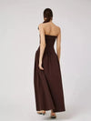 Vestido Longo Tomara que Caia Detalhe Franzido Marrom Chocolate Hellen - Ziora
