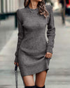 Vestido Mangas Longas Tecido Frisado Di Leoni - Ziora