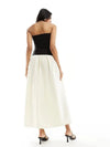 Vestido Midi Tomara que Caia Preto e Branco Elis - Ziora