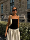 Vestido Midi Tomara que Caia Preto e Branco Elis - Ziora