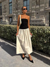 Vestido Midi Tomara que Caia Preto e Branco Elis - Ziora